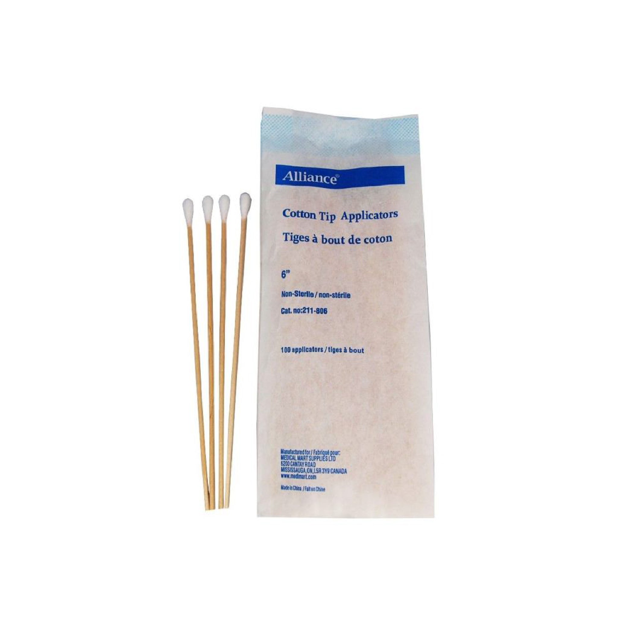 6" non-sterile cotton applicators