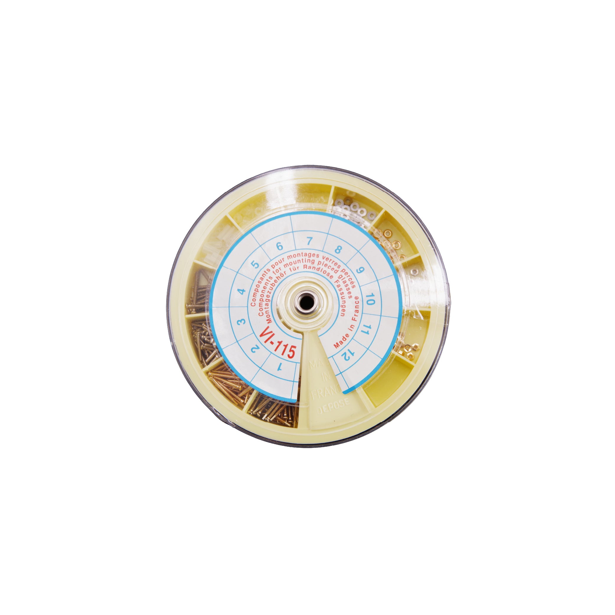Assortiment de composants pour montage de verres perçés